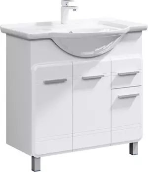 Тумба с раковиной белый глянец 88 см Aqwella Corsica KOR0108 + 4620008197357