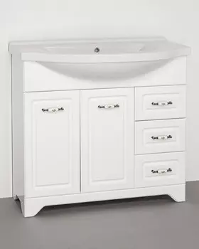 Тумба с раковиной белый глянец 90,5 см Style Line Олеандр-2 ЛС-00000241 + ЛС-00000152