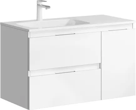 Тумба с раковиной белый глянец 91,8 см Aqwella 5 Stars Accent ACC0109LW + Mal.09.04.D-L