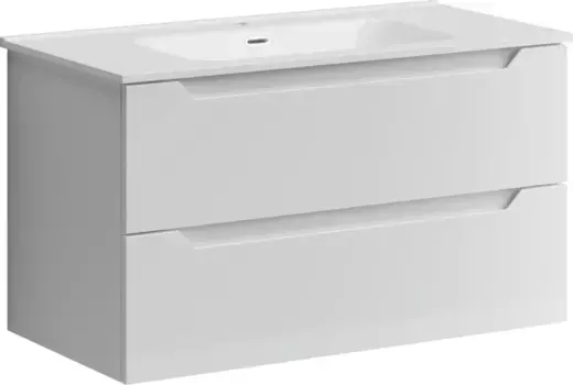 Тумба с раковиной белый глянец 91 см Sancos Norma 2.0 NR2.090W + CN7002