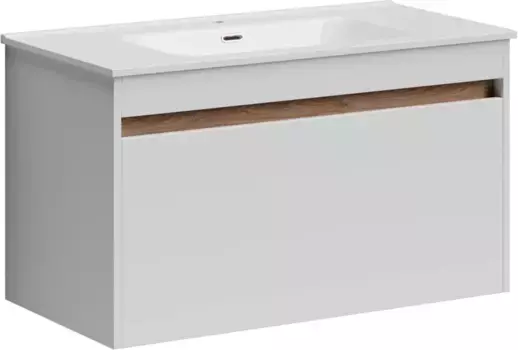 Тумба с раковиной белый глянец 91 см Sancos Smart SM90W + CN7002