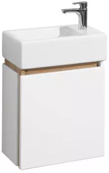 Тумба с раковиной белый глянец/эбони светлый 46 см Акватон Эклипс 1A1728K1EK49R