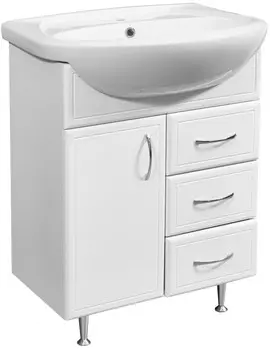 Тумба с раковиной белый глянец/белый матовый 65 см Stella Polar Концепт SETSP-00000057/UM-ERI65/1