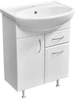 Тумба с раковиной белый глянец/белый матовый 60 см Stella Polar Концепт SETSP-00000053/UM-ERI60/1