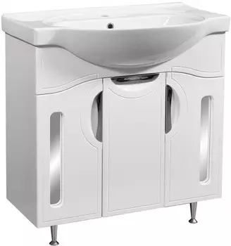 Тумба с раковиной белый глянец/белый матовый 80 см Stella Polar Сильва SETSP-00000202/UM-ERI80/1