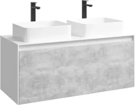 Тумба с раковиной белый глянец/бетон светлый 120 см Aqwella 5 Stars Mobi MOB0112W + MOB0712BS + 4640021064269 + 4640021064269