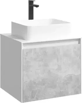 Тумба с раковиной белый глянец/бетон светлый 61 см Aqwella 5 Stars Mobi MOB0106W + MOB0706BS + 4640021064269