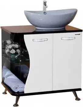 Тумба с раковиной белый глянец/черный глянец 71 см Bellezza Рио 4633611241263 + 4620008193823