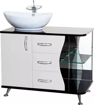 Тумба с раковиной белый глянец/черный глянец 91 см Bellezza Рио 4633615142269 + 4620008193823