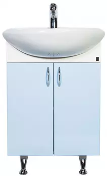 Тумба с раковиной белый глянец/голубой глянец 57 см Orange Кларис Kl-55TUB+RA