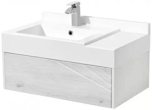 Тумба с раковиной белый глянец/ольха наварра 80 см Акватон Сакура 1A2364K1SKW80