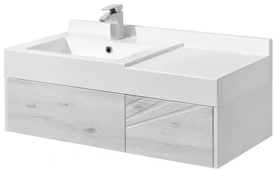 Тумба с раковиной белый глянец/ольха наварра 100 см Акватон Сакура 1A2349K1SKW80