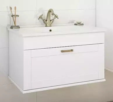 Тумба с раковиной белый матовый 75 см Sanflor Ванесса C000005880 + 4640021062210