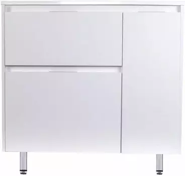 Тумба с раковиной белый матовый 90,2 см с бельевой корзиной Style Line Барселона СС-00002345 + СС-00002252