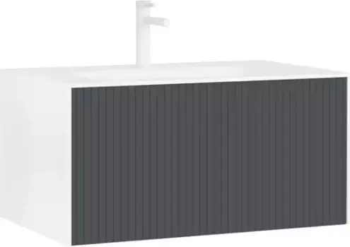 Тумба с раковиной белый матовый/антрацит матовый 80 см ORKA Cube 3000371