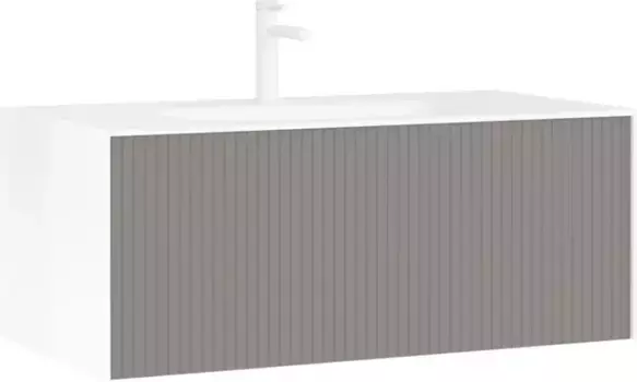 Тумба с раковиной белый матовый/бежевый матовый 100 см ORKA Cube 3000378