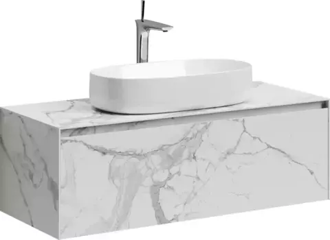 Тумба с раковиной белый мрамор 119,9 см Sancos Stone ST120SV + CN5023