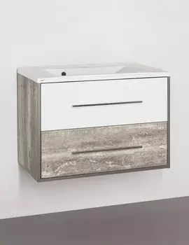 Тумба с раковиной бетон/белый глянец 80 см Style Line Экзотик ЛС-00000402 + СС-00000404