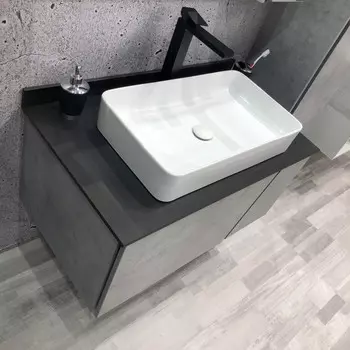 Тумба с раковиной бетон светлый/черный 90 см Comforty Эдинбург 00004147997