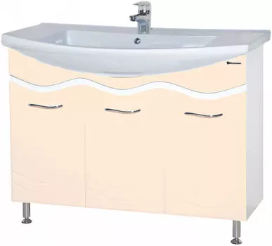 Тумба с раковиной бежевый глянец/белый глянец 106 см Bellezza Мари 4632918000221 + 4620008197388