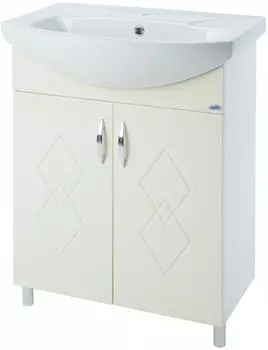 Тумба с раковиной бежевый глянец/белый глянец 50 см Bellezza Элеганс 4638606240078 + 4620008195766