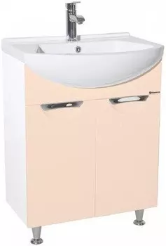 Тумба с раковиной бежевый глянец/белый глянец 55 см Bellezza Альфа 4638808000074 + 4607152360660