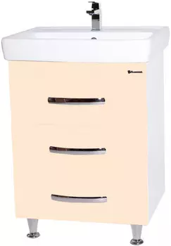 Тумба с раковиной бежевый глянец/белый глянец 60 см Bellezza Рокко 4635309660073 + 4620000148562