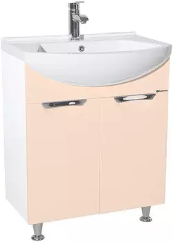 Тумба с раковиной бежевый глянец/белый глянец 65 см Bellezza Альфа 4638810000079 + 4640021622155