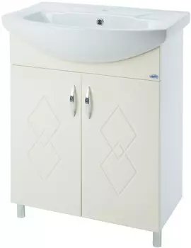 Тумба с раковиной бежевый глянец/белый глянец 66 см Bellezza Элеганс 4638610240071 + 4620008192475