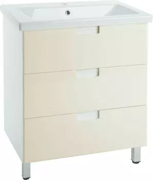 Тумба с раковиной бежевый глянец/белый глянец 70 см Bellezza Пегас 4630411140079 + 4690311050410