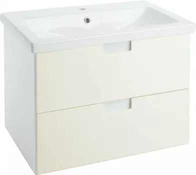 Тумба с раковиной бежевый глянец/белый глянец 70 см Bellezza Пегас 4630411270073 + 4690311050410