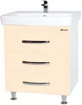 Тумба с раковиной бежевый глянец/белый глянец 70 см Bellezza Рокко 4635311660078 + 4620000148555
