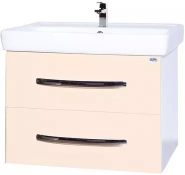 Тумба с раковиной бежевый глянец/белый глянец 70 см Bellezza Рокко 4635311670077 + 4620000148555