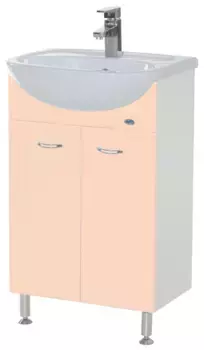 Тумба с раковиной бежевый глянец/белый глянец 55,6 см Bellezza Уют 4635008240071 + 4620008192765