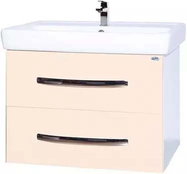 Тумба с раковиной бежевый глянец/белый глянец 80 см Bellezza Рокко 4635313670075 + 4620000148579