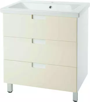 Тумба с раковиной бежевый глянец/белый глянец 89,5 см Bellezza Пегас 4630415140075 + 5902115715303