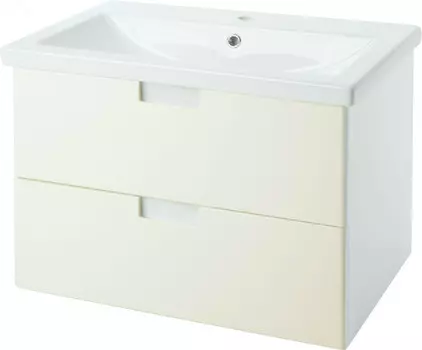 Тумба с раковиной бежевый глянец/белый глянец 89,5 см Bellezza Пегас 4630415270079 + 5902115715303