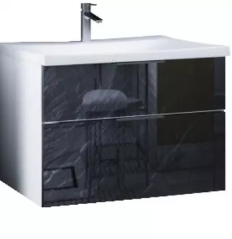 Тумба с раковиной черный дикий камень/белый глянец 74,9 см Marka One Idalgo У72786
