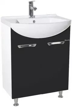 Тумба с раковиной черный глянец/белый глянец 55 см Bellezza Альфа 4638808000043 + 4607152360660
