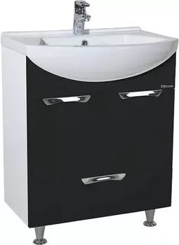 Тумба с раковиной черный глянец/белый глянец 55 см Bellezza Альфа 4638808070046 + 4607152360660