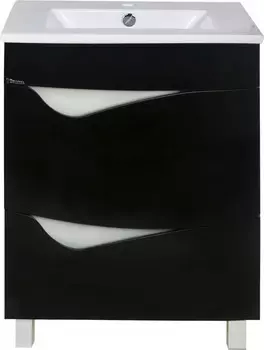 Тумба с раковиной черный глянец/белый глянец 60,9 см Bellezza Эйфория 4639109660042 + 4640013393575
