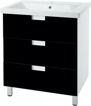 Тумба с раковиной черный глянец/белый глянец 60 см Bellezza Пегас 4630409140043 + 4690311045409