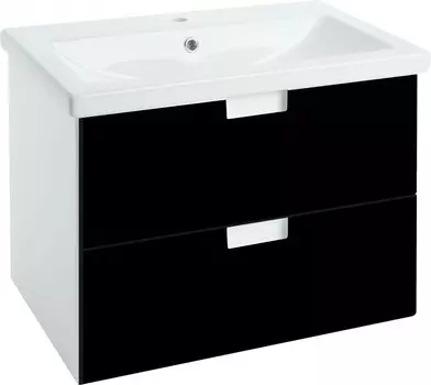 Тумба с раковиной черный глянец/белый глянец 60 см Bellezza Пегас 4630409270047 + 4690311045409