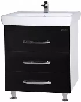 Тумба с раковиной черный глянец/белый глянец 60 см Bellezza Рокко 4635309660042 + 4620000148562
