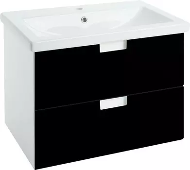 Тумба с раковиной черный глянец/белый глянец 70 см Bellezza Пегас 4630411270042 + 4690311050410
