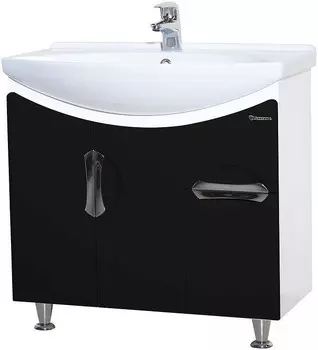 Тумба с раковиной черный глянец/белый глянец 76 см Bellezza Лагуна 4632112110047 + 4620008197470