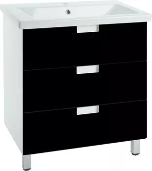 Тумба с раковиной черный глянец/белый глянец 80 см Bellezza Пегас 4630413140046 + 4690311045416