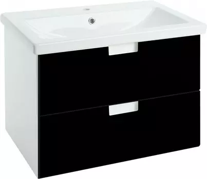 Тумба с раковиной черный глянец/белый глянец 80 см Bellezza Пегас 4630413270040 + 4690311045416