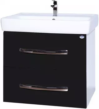 Тумба с раковиной черный глянец/белый глянец 80 см Bellezza Рокко 4635313670044 + 4620000148579
