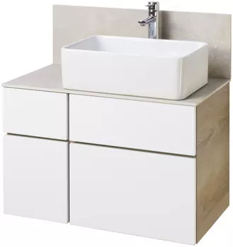 Тумба с раковиной дуб эндгрейн/белый матовый 80 см Акватон Мишель 1A2445K3MIX40